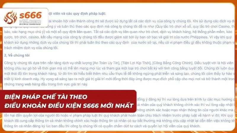 Điều Khoản Điều Kiện S666 - Quy Định Người Chơi Cần Biết 6 Các biện pháp áp chế theo khoản mới nhất