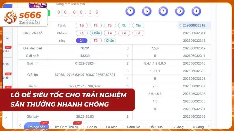 Minh họa kết quả quay số nhanh với nhiều cơ hội thưởng